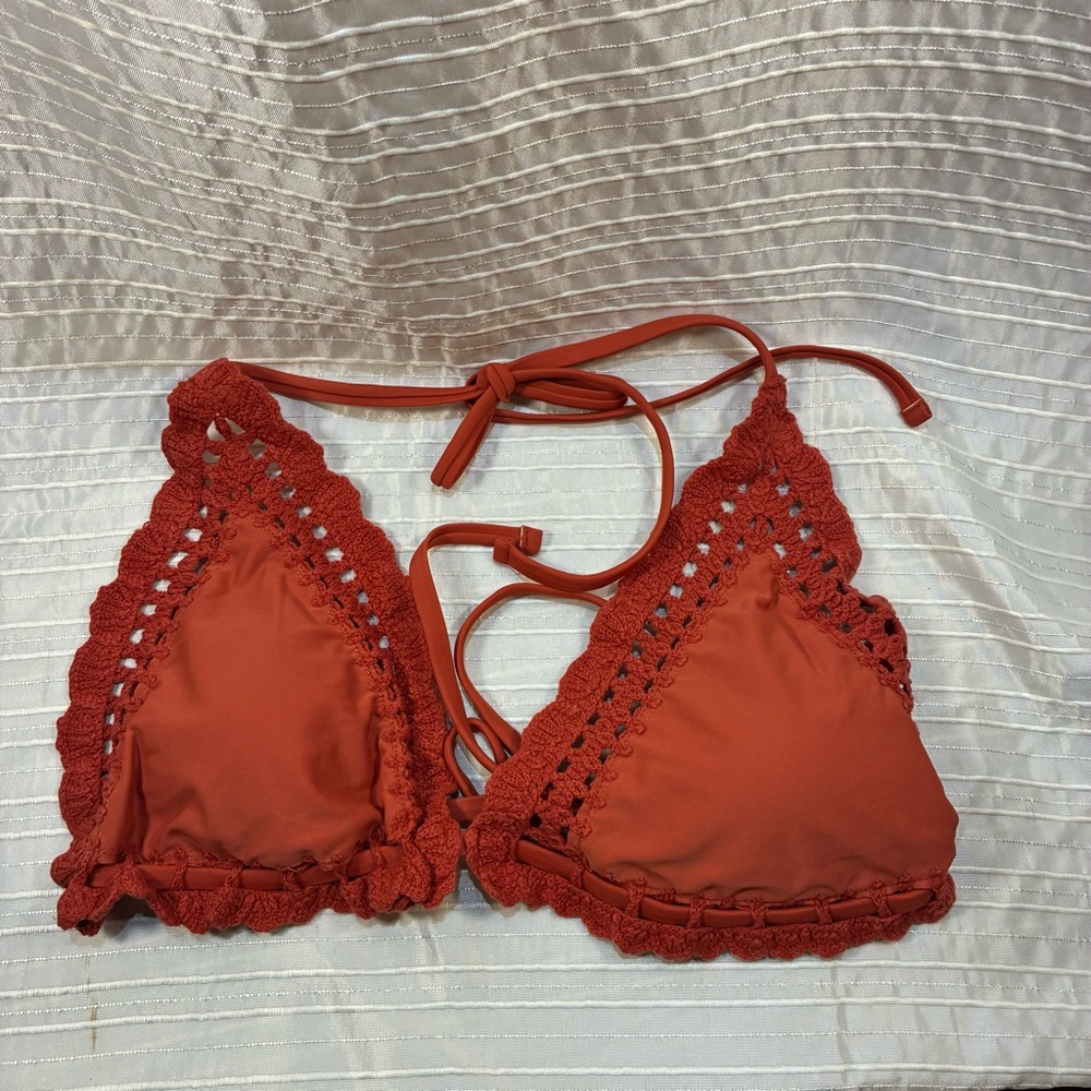 Shade & Shore Rust Crochet Bikini Top
